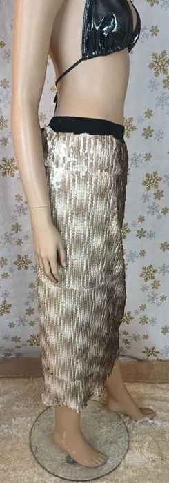 Nowa z metką Spódnica cekinowa Love Copenhagen SallyLC złota beżowa midi glamour party sylwester wesele sequin skirt old money festive nowa z metką