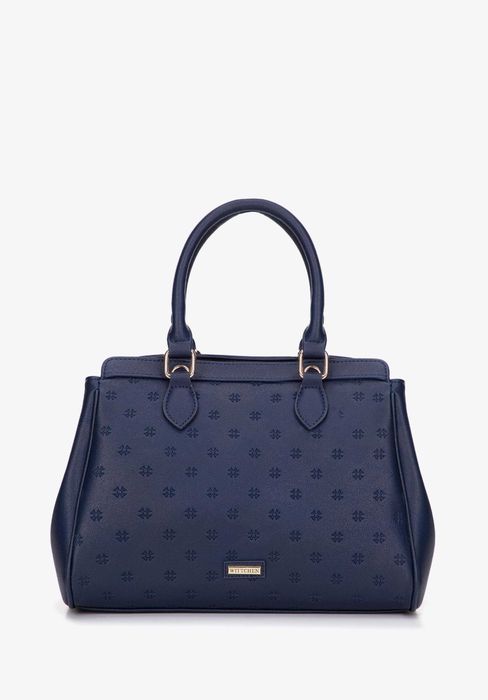 ZARA LUKSUSOWA Torebka z monogramem granatowa