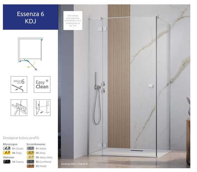 -50% Kabina Prysznicowa Radaway Essenza KDJ 90x90 Chrom Wariant Prawy - Wyprzedaż Ekspozycji