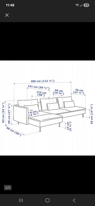 Narożnik ikea 280 dlugość