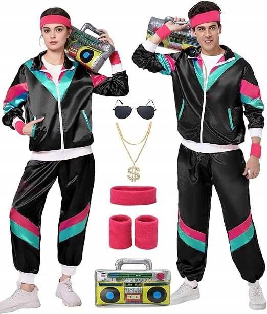 Kostium przebranie z lat 80 Dres PRL  retro lata 80 90 r. XL czarny
