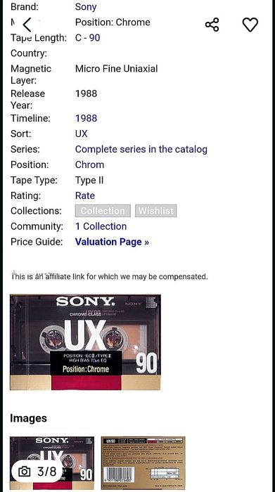 Kaseta SONY UX 90 Chrome Made in Japan