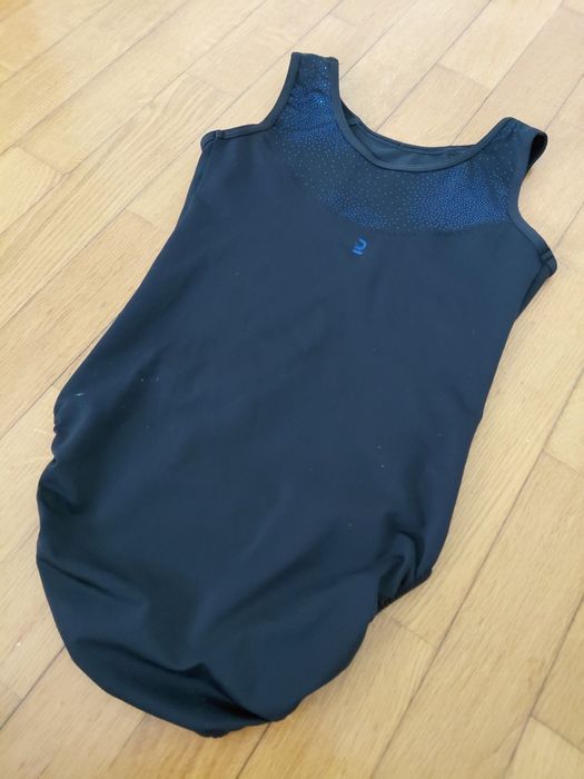 Maillot/Body de Ginástica / Dança/ Patinagem preto com azul-escuro Decathlon Domyos 10-12 anos