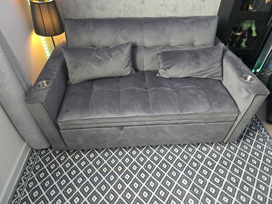 Novo Sofa cama Veludo Cinza