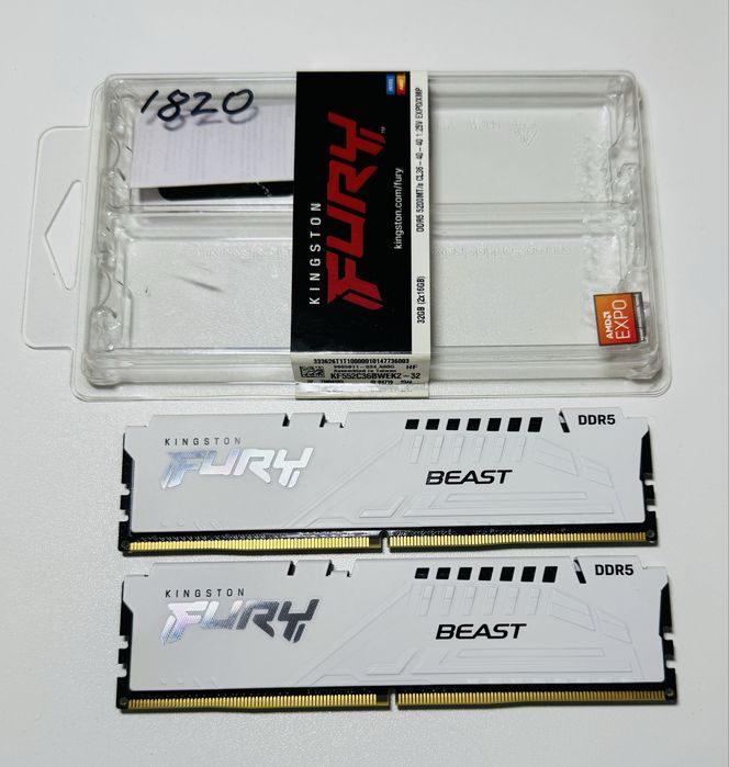 Kingston Fury Beast DDR5 32GB (2×16GB) 5200 MHz White EXPO