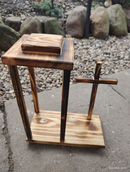 Lampion drewniany opalany