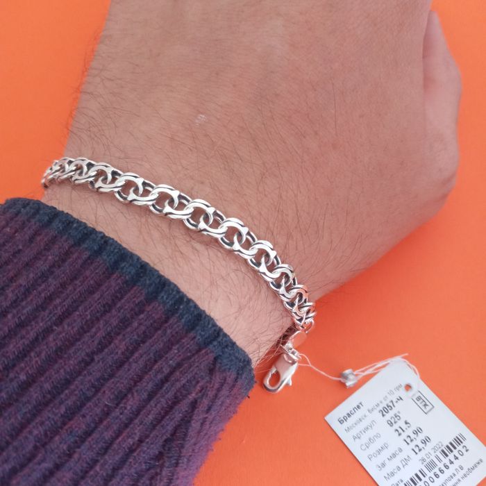 Серебряный браслет бисмарк серебро 925 проба цепочка цепь на руку