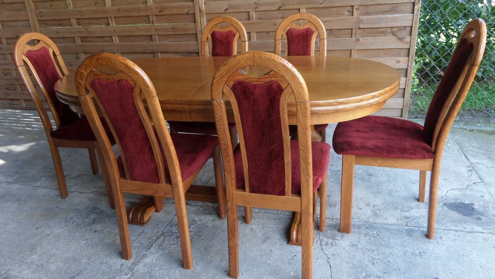 piękny masywny dębowy stół 6 krzeseł krzesła stan bdb dowóz