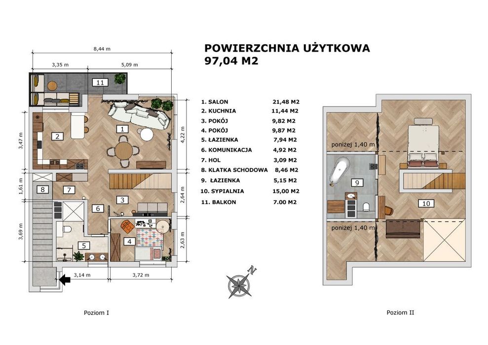 Apartament 4 pok wysoki standard balkon + parking