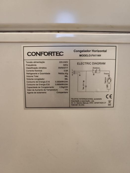 Arca Congeladora Horizontal Confortec 99L – Modelo FA114H