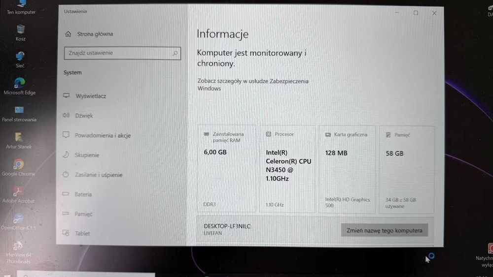 Laptop 13,3″ – Intel Celeron N3450 • 6 GB RAM • 64 GB SSD • Windows