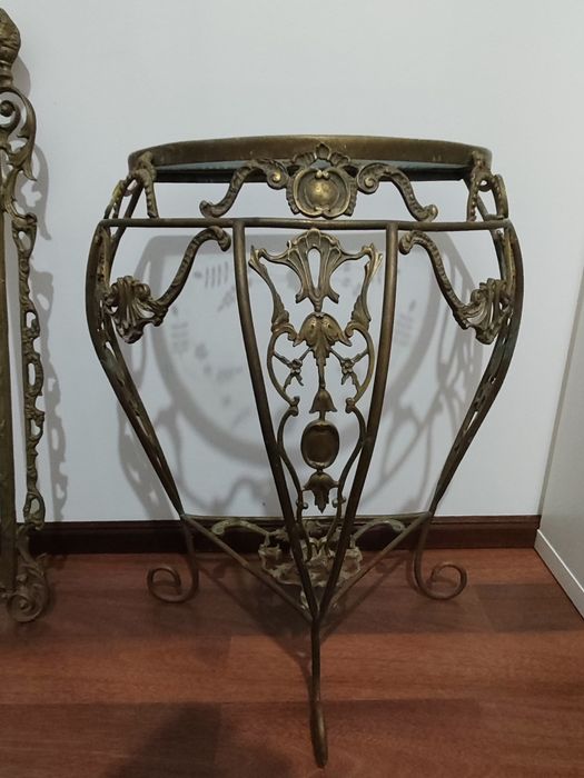Conjunto Consola e Moldura Rococó em Latão Maciço - Pesado