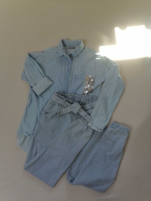 Zestaw jeans koszula i spodnie rozm 164