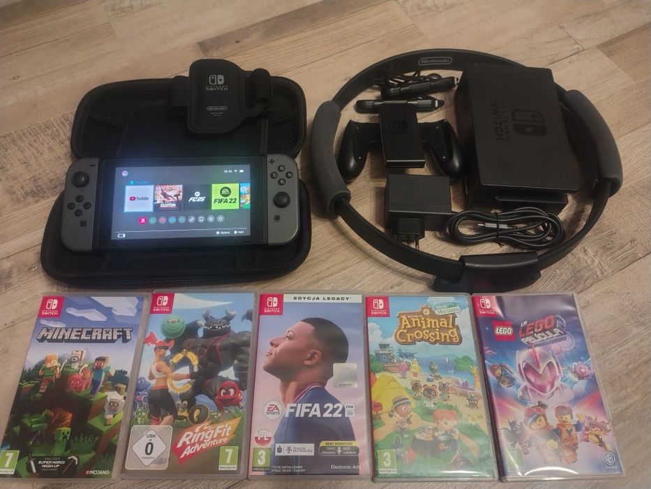 Nintendo switch plus dodatki, duży zestaw.