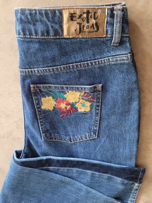 Jeansy spodnie Desigual 30 L kwiaty