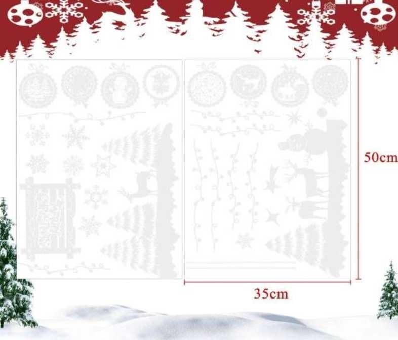 Naklejki na okno statyczne świąteczne Boże Narodzenie białe 2 arkusze