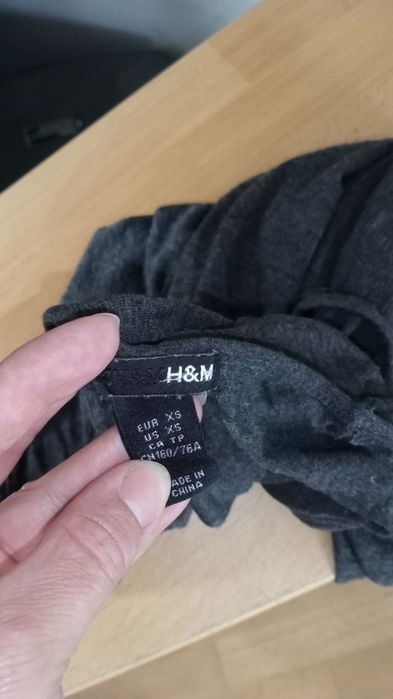 Bluzka z krótkimi rękawami stalowa gładka drapowany dekolt H&M