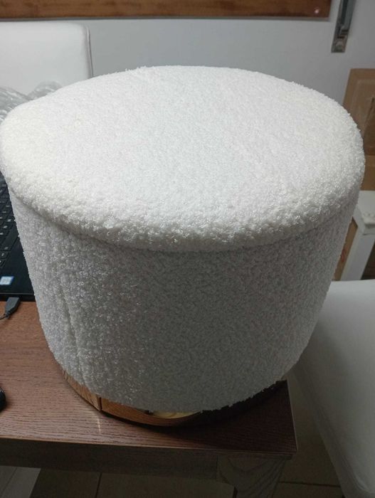 Banco Baú Sempre Viva Bege (Novo) – Puff c/ Arrumação 35cm