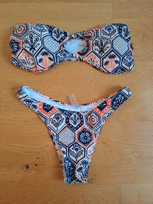 Strój kąpielowy bikini boho shein L nowy opaska
