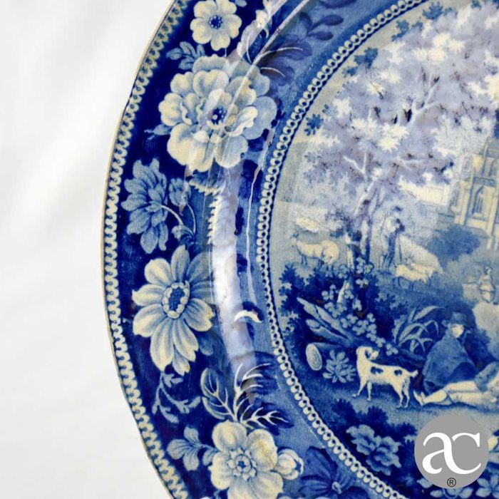 Prato faiança inglesa Staffordshire, dec. Mosteiro da Batalha, séc XIX
