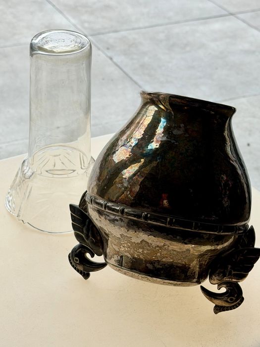 Unikat Art Déco: Wazon Gero Zilvium Ptaki Oryginalny Kryształ Plater