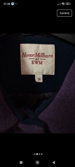 Płaszcz damski śliwkowy wełniany