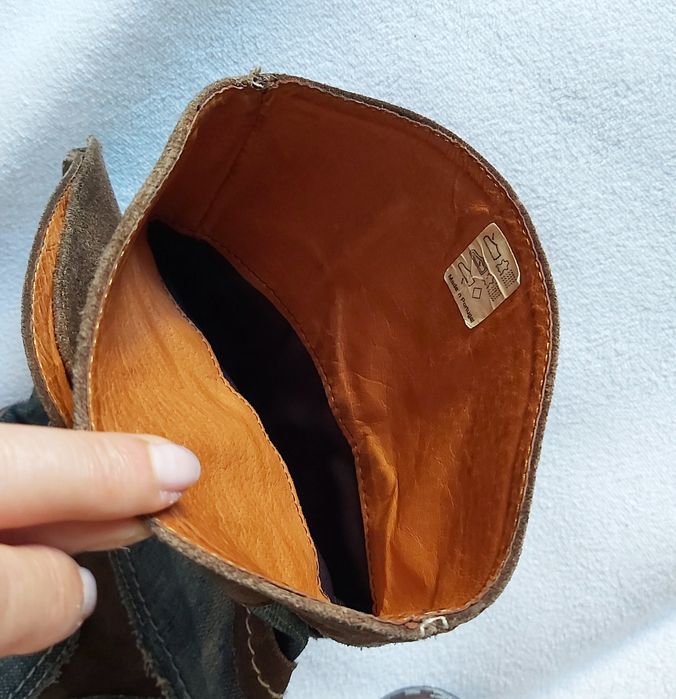 Botas texanas em ganga e camurça