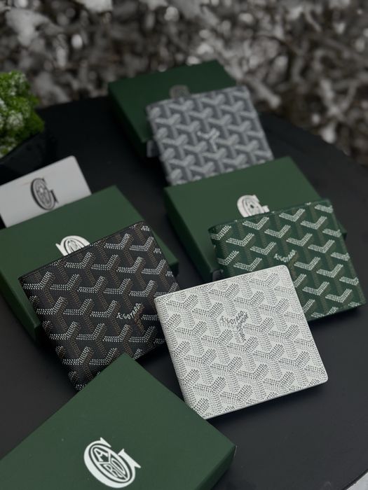 Кошелек Goyard мужской кожаный черный Гоярд гаманець чоловічий білий