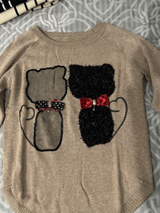 Camisola de lã castanha/bege