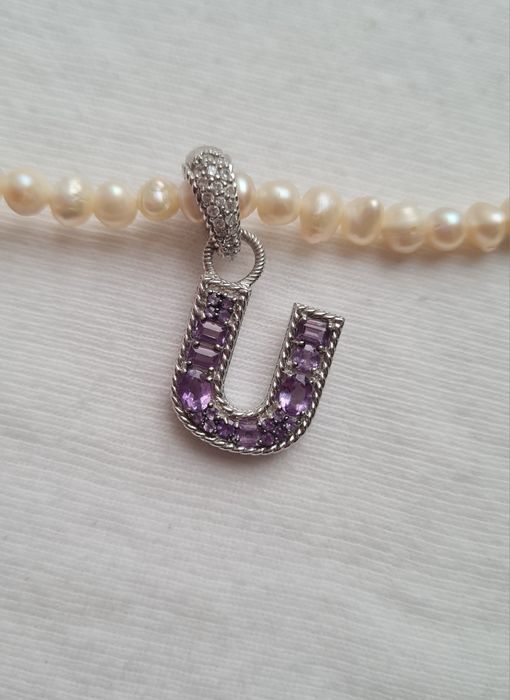 Подарочный кулон подвес U Judith Ripka аметисты цирконы серебро 925