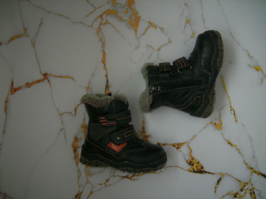 Зимние теплые детские кожаные сапожки на мальчика tole (р.22-23)