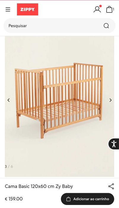 Berço de madeira 120x60 + colchão + oferta de resguardo impermeável