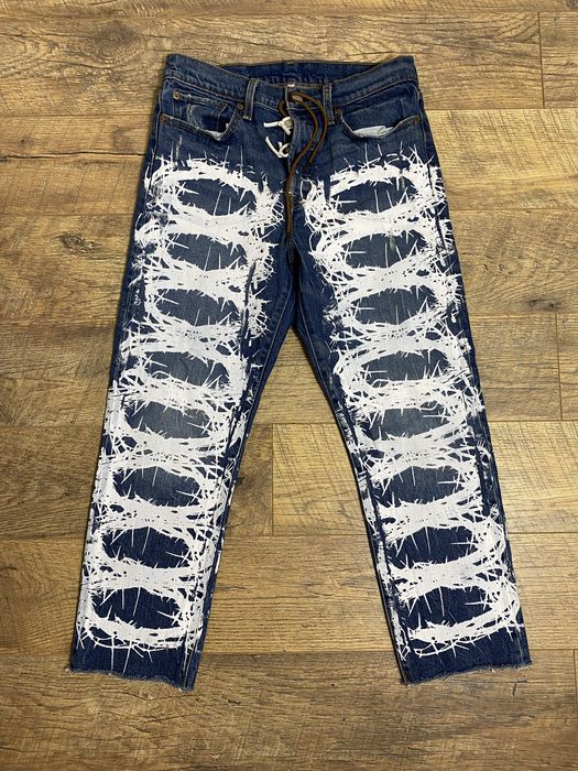 Джинсы Levi’s Custom Thorns Graphic Draining Y2K W30