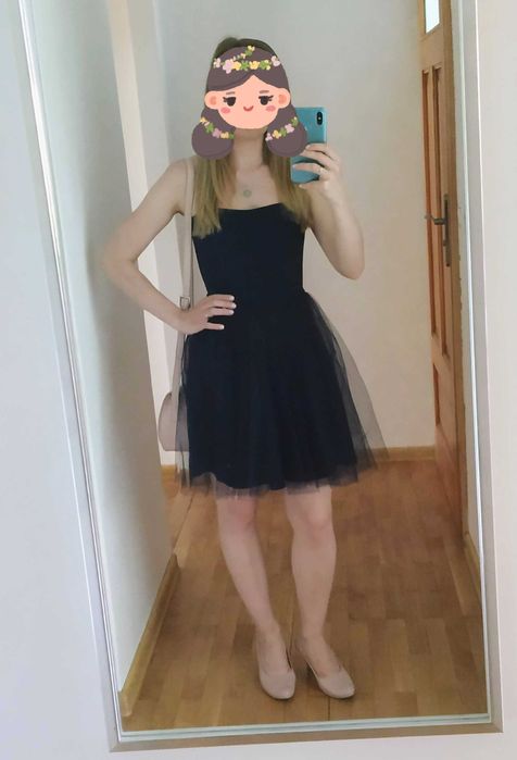 Sukienka wyjściowa studniówka wesele chrzciny z tiulem 36 Terry