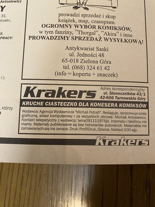 Krakers 11 ( 2000/01 )  magazyn komiksowy, komiks