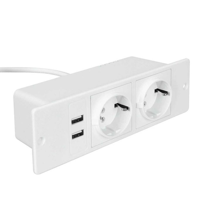 Gniazdo do zabudowy w blat, 2-komorowe na biurko z portem USB 16A