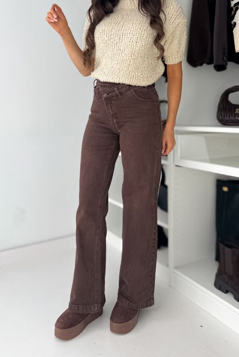 Laulia jeansy boyfriendy skos XL 40/42 brąz