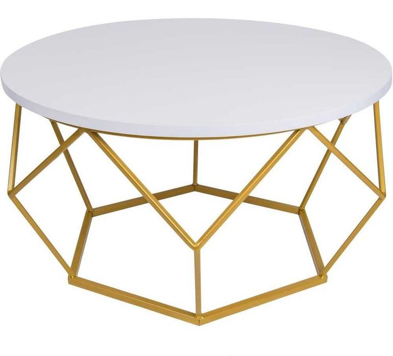 Stolik kawowy Diamond 70 cm złoto biały GLAM 70cm