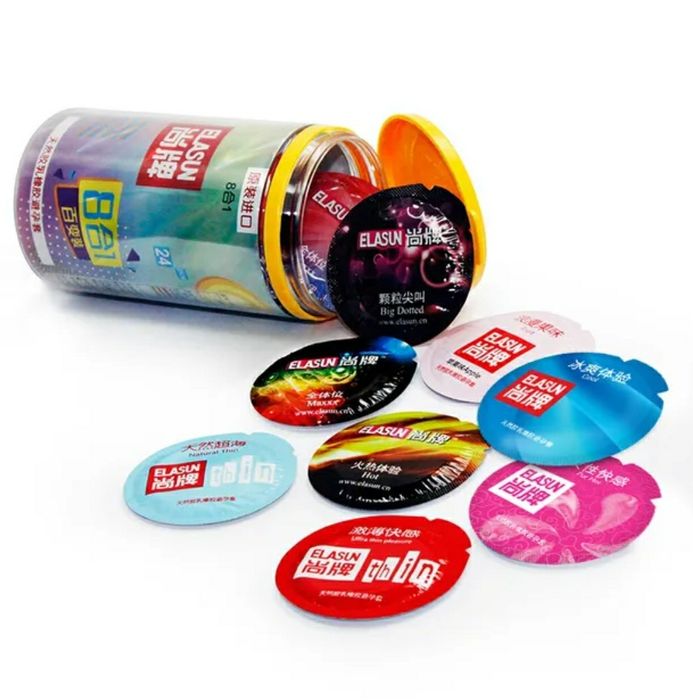 Презервативы Elasun набор 24шт в банке 8 видов 2028г. Микс опт розница