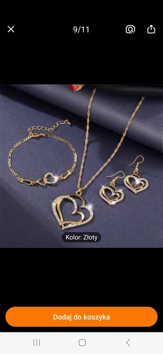 Komplet biżuterii złotej z cyrkoniami