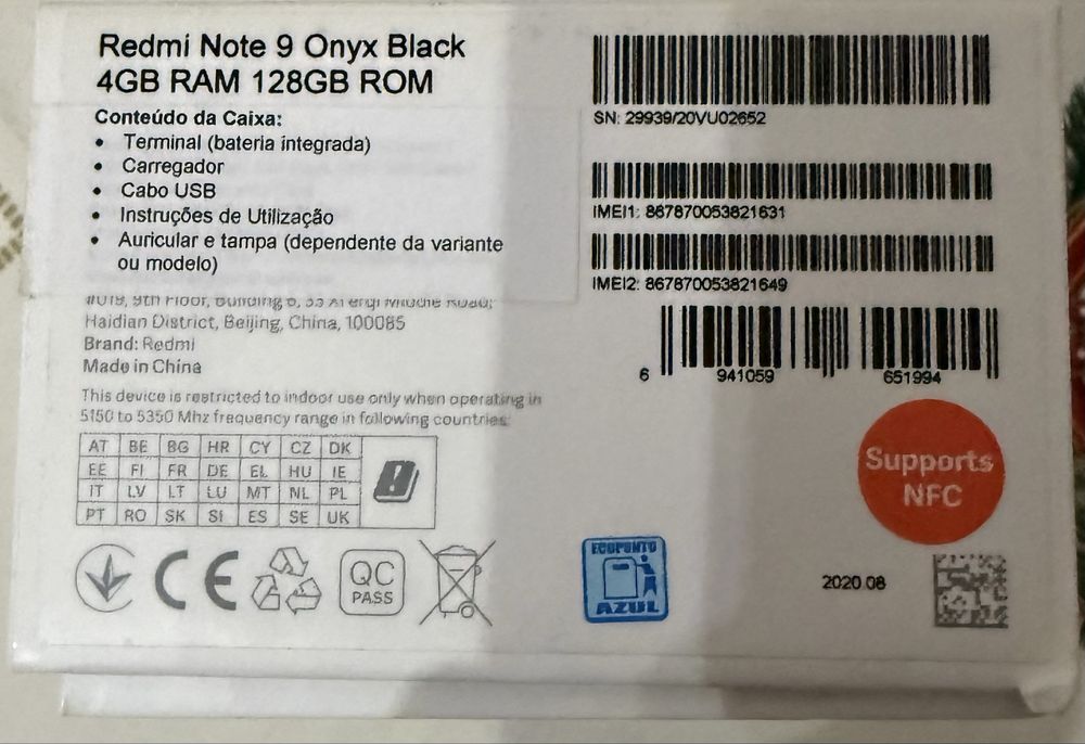 Telemovel xiomi Redmi note 9