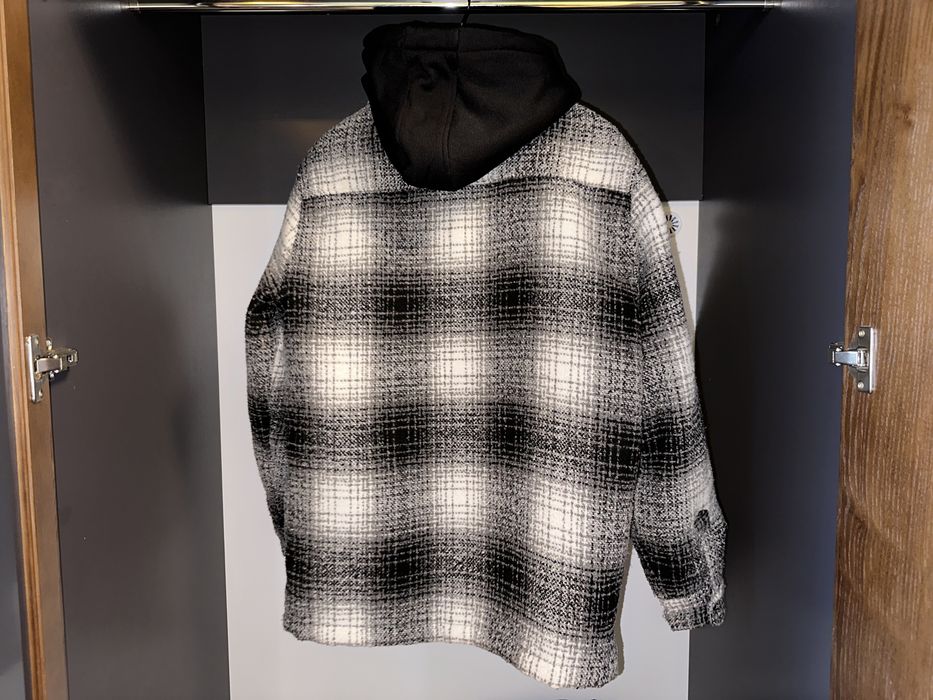 Тепла сорочка з капюшоном | Zara Monochrome Checkered Jacket with Hood
