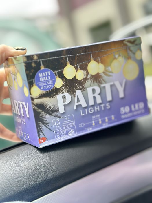 Lampki sieciowe na taras balkon 50 LED 15m kulki oświetlenie