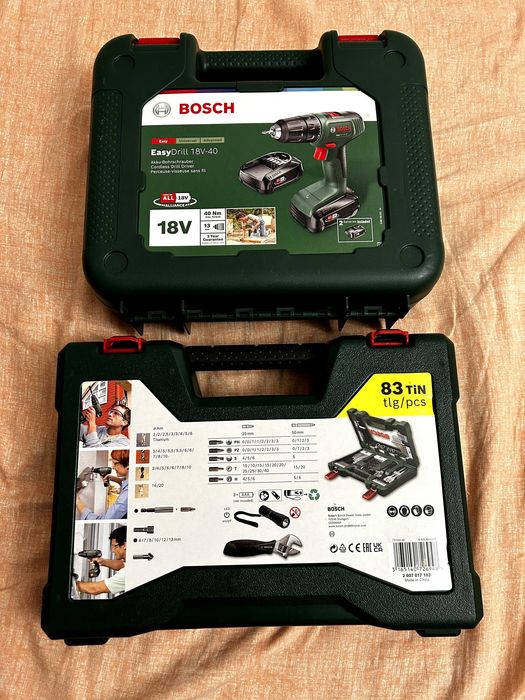 Parafusadeira Bosch Easy Drill 18V-40 + Maleta Bosch (83 peças)