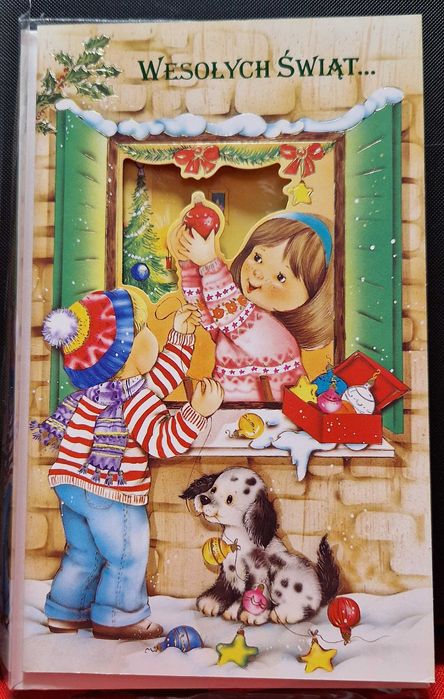 Kartki świąteczne z życzeniami i kopertami - zestaw 5 sztuk 19 x 12 cm