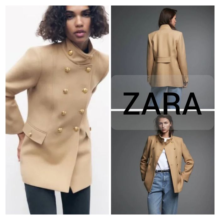 Вкорочене вовняне пальто Наполеон Zara manteco