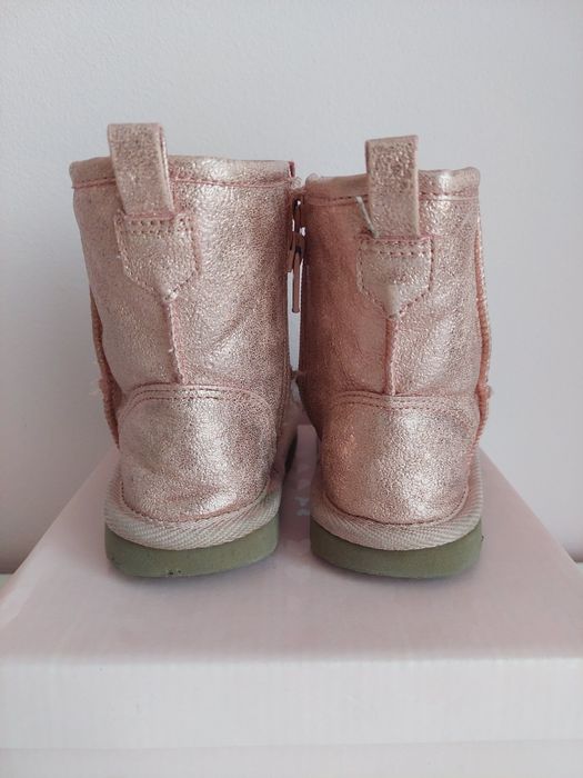 Różowe brokatowe botki Gap 23 Wkładka 14 cm
