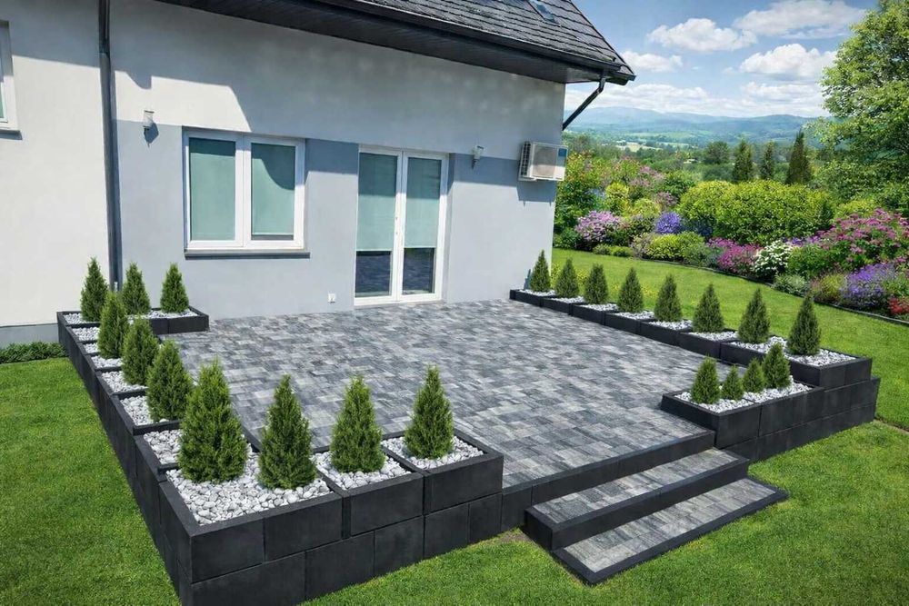 Gazony betonowe 60x40x20h donice ogrodowe donica gazon betonow.Wysyłka
