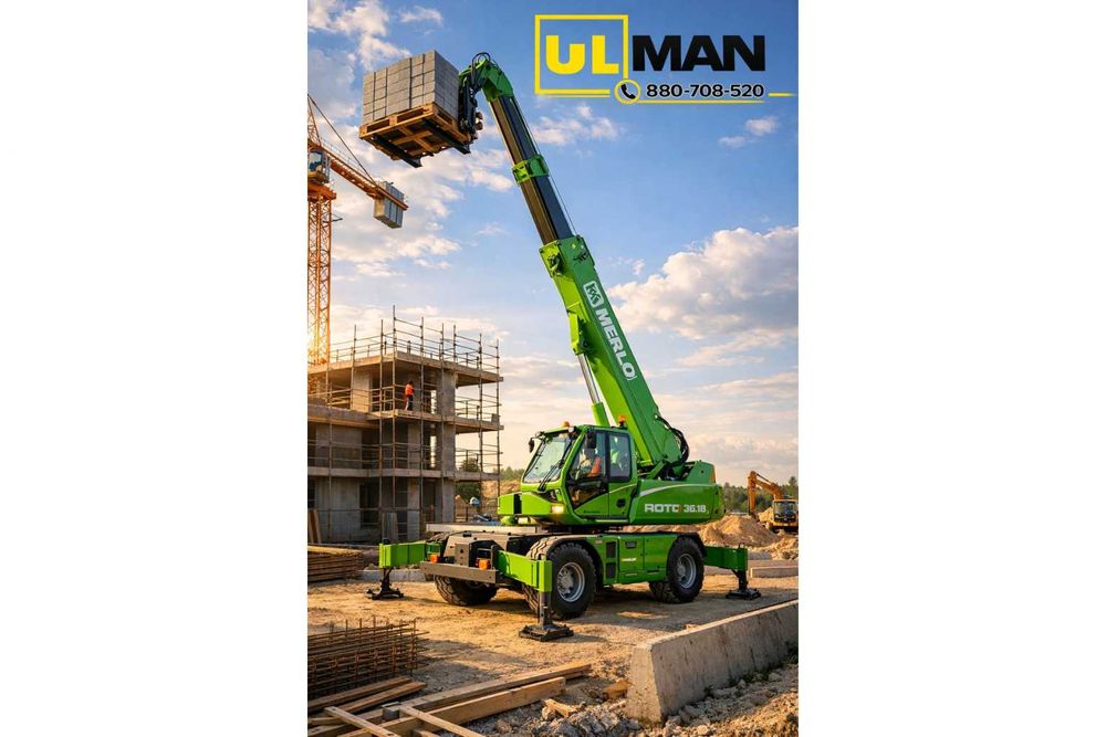 Ładowarka teleskopowa – Wynajem Merlo, Zwyżki, Usługa z operatorem