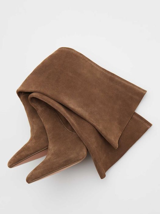 Стильні чоботи до коліна натуральна замша